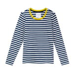 animush longsleeve w biało-granatowe paski żółta lamówka