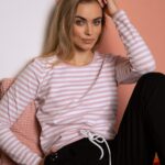 animush longsleeve w biało-pudrowe paski
