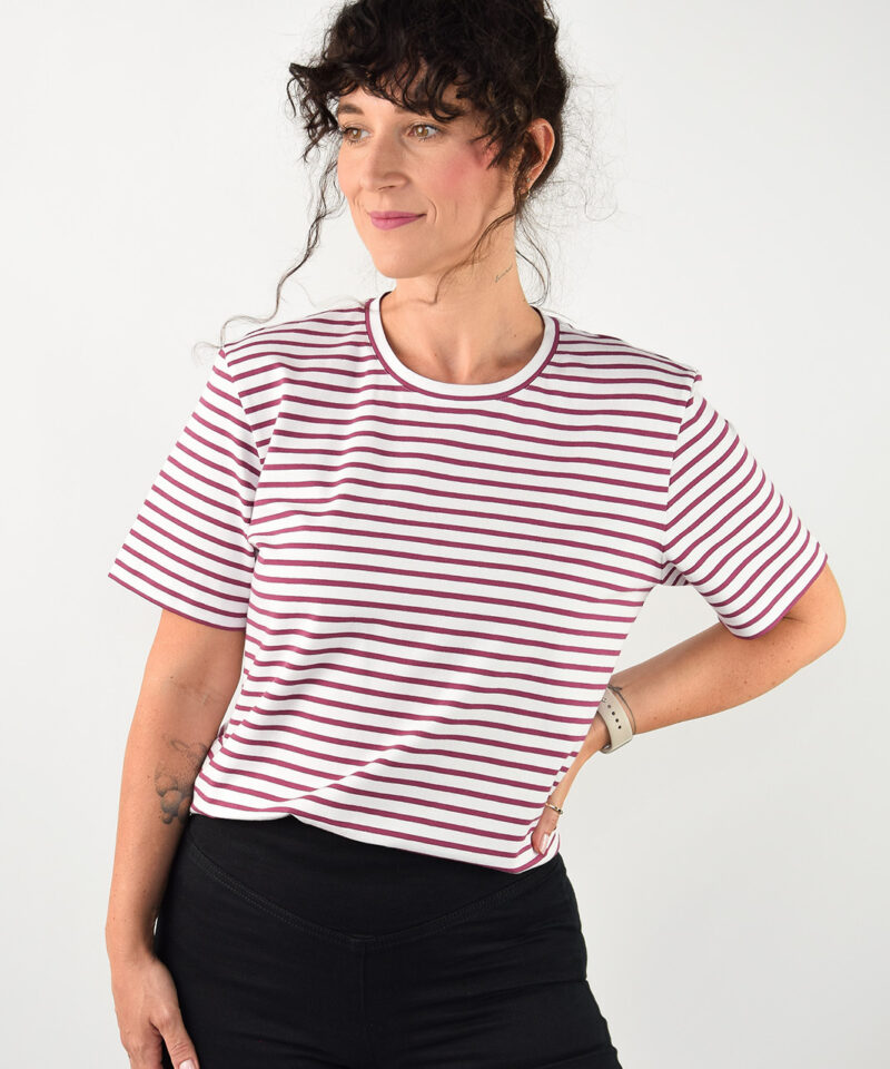 animush t-shirt oversize w bordowe paski II