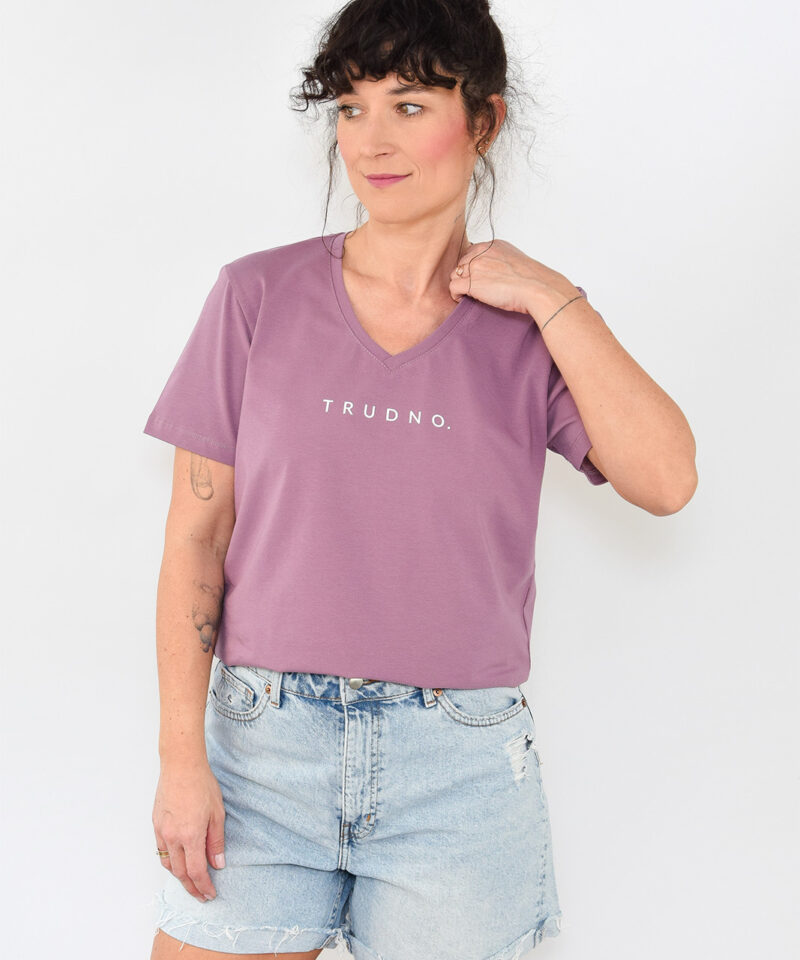 T-shirt oversize wrzosowy TRUDNO.